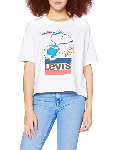 Levi's Graphic Boxy tee Camiseta, Snoopy Torch Runner White +, S para Mujer Levi's Graphic Boxy tee Camiseta, Snoopy Torch Runner White +, S para Mujer