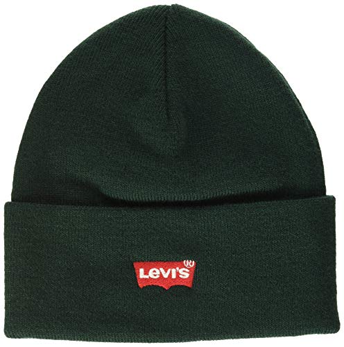 Levi's Red Batwing Embroidered Slouchy Beanie Gorro de punto, Verde (Dark Green 34), Talla única (Talla del fabricante: UN) para Hombre