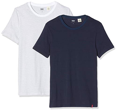 Levi's Slim 2Pk Crewneck 1 Camiseta, 2 Pack Olive Night + White Yd/Dress Bl, M (Pack de 2) para Hombre
