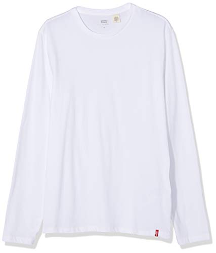 Levi's Slim 2Pk Crewneck Camiseta, LS 2 Pack White/Black, XL para Hombre