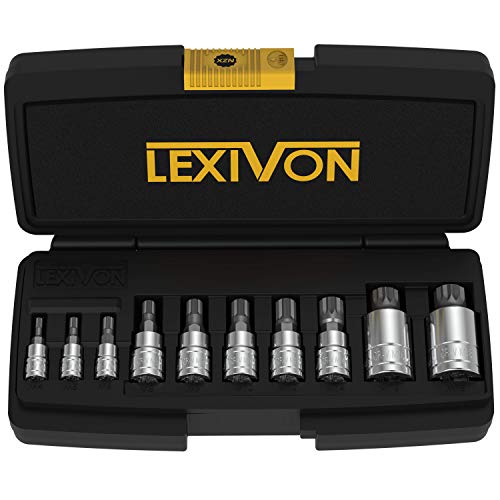 LEXIVON XZN - Juego de llaves de vaso de acero de aleación S2 de alta calidad, 10 piezas, estilo europeo M4 - M18, estuche de almacenamiento mejorado (LX-145) LEXIVON XZN - Juego de llaves de vaso de acero de aleación S2 de alta calidad, 10 piezas, estilo europeo M4 - M18, estuche de almacenamiento mejorado (LX-145)