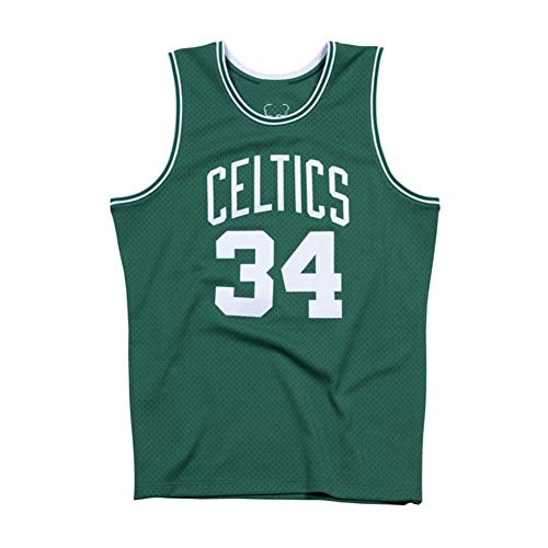 Leyenda Jersey De Baloncesto Retroceso, 34# Paul Pierce Boston Celtics Retro Bordado Transpirable Swingman Jersey Chaleco, 90s Hip Hop Clothing Top De Camiseta para Fiesta-Green.A-M