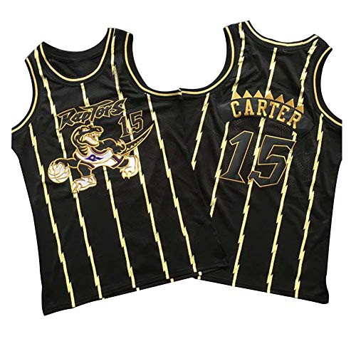 Leyenda Jersey De Baloncesto Retroceso, The New 15# Vince Carter Toronto Raptors Retro Gold Line Bordado Swingman Jersey Vest, 90s Hip Hop Clothing Top De Camiseta para Fiesta-L