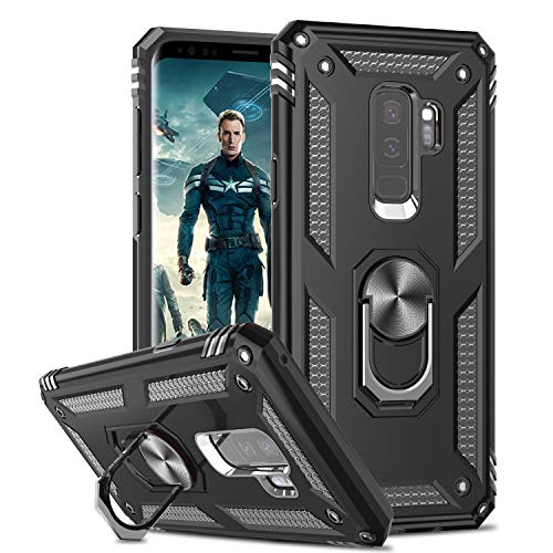 LeYi Funda Samsung Galaxy S9 Plus Armor Carcasa con 360 Anillo iman Soporte Hard PC y Silicona TPU Bumper antigolpes Fundas Carcasas Case para movil Samsung S9 Plus con HD Protector de Pantalla,Negro LeYi Funda Samsung Galaxy S9 Plus Armor Carcasa con 360 Anillo iman Soporte Hard PC y Silicona TPU Bumper antigolpes Fundas Carcasas Case para movil Samsung S9 Plus con HD Protector de Pantalla,Negro