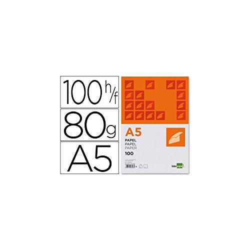 Liderpapel PB01 - Pack de 100 hojas de papel, A5, color blanco Liderpapel PB01 - Pack de 100 hojas de papel, A5, color blanco