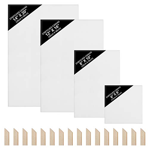 Lienzo para Pintar (Pack de 4) - (50x35cm (20"x14"), 40x30cm (16"x12"), 25x20cm (10"x8") y 15x15cm (6"x6")) Lienzos Pre Estirados Con Cuñas de Madera - Perfectos para pintura al Óleo o Acrílica Lienzo para Pintar (Pack de 4) - (50x35cm (20"x14"), 40x30cm (16"x12"), 25x20cm (10"x8") y 15x15cm (6"x6")) Lienzos Pre Estirados Con Cuñas de Madera - Perfectos para pintura al Óleo o Acrílica