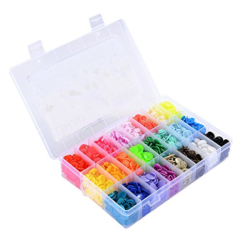 LIHAO Botones Redondos de T5 Plástico para Sujetar y DIY con Caja (360 Botones,24 Colores) LIHAO Botones Redondos de T5 Plástico para Sujetar y DIY con Caja (360 Botones,24 Colores)