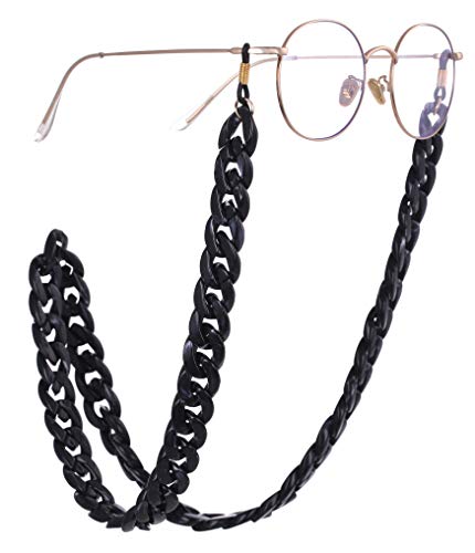 LIKGREAT - Cadena colorida de sujeción de gafas para mujer, Negro (Negro), Large