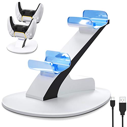 Likorlove Cargador PS5 Mando Charger Estación de Carga Rápida de 2 Controlador para Juegos Sony Playstation 5 DualSense con Conectores USB Tipo C y Luz Azul LED Soporte de Carga PS5 Accesorios Blanco Likorlove Cargador PS5 Mando Charger Estación de Carga Rápida de 2 Controlador para Juegos Sony Playstation 5 DualSense con Conectores USB Tipo C y Luz Azul LED Soporte de Carga PS5 Accesorios Blanco