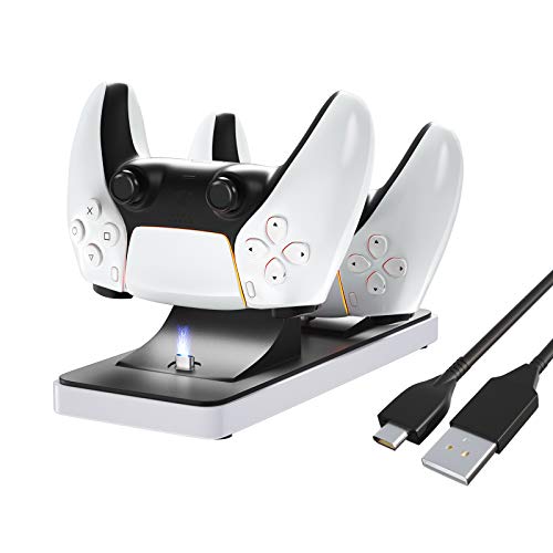 Likorlove PS5 Cargador Cargadores para PlayStation 5 Estación de Carga Rápida Double USB Tipo-C con LED Indicador Base de Carga para Controlador Sony Playstation 5 con Cable USB-Blanco Likorlove PS5 Cargador Cargadores para PlayStation 5 Estación de Carga Rápida Double USB Tipo-C con LED Indicador Base de Carga para Controlador Sony Playstation 5 con Cable USB-Blanco