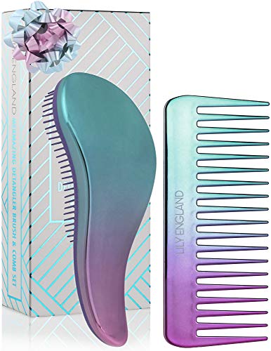 Lily England Juego de Cepillo de Pelo Desenredante y Peine Antienredos - El Mejor Desenredante para Pelo Húmedo, Seco, Rizado, Mujeres y Niños - Peine de Puas Anchas (Sirena) Lily England Juego de Cepillo de Pelo Desenredante y Peine Antienredos - El Mejor Desenredante para Pelo Húmedo, Seco, Rizado, Mujeres y Niños - Peine de Puas Anchas (Sirena)