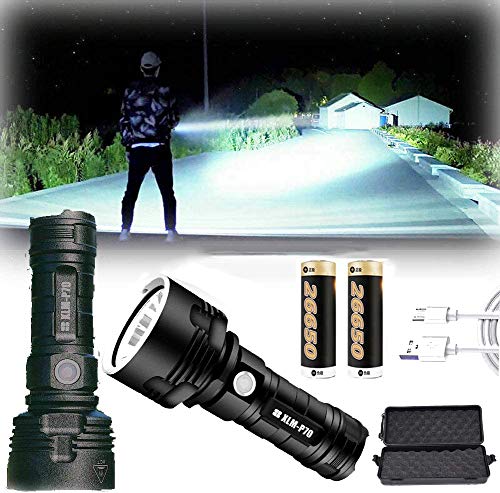 Linterna LED impermeable de alta potencia de 30000-100000 lúmenes, Ultra brillante 3 modos Más potente 50W linterna xlm p70 LED Linterna recargable USB Antorcha (50W XLM-P70, Batería de litio doble) Linterna LED impermeable de alta potencia de 30000-100000 lúmenes, Ultra brillante 3 modos Más potente 50W linterna xlm p70 LED Linterna recargable USB Antorcha (50W XLM-P70, Batería de litio doble)