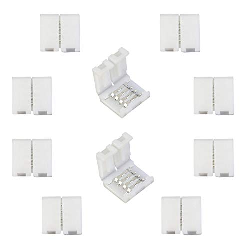 LitaElek 4 Pin Conector de Tira LED RGB 5050 Conector rápido de luz de Cinta LED Conector de LED Strip para Tira LED SMD 5050 RGB de 10mm de Ancho Impermeable y no Impermeable, sin Soldadura (10pcs) LitaElek 4 Pin Conector de Tira LED RGB 5050 Conector rápido de luz de Cinta LED Conector de LED Strip para Tira LED SMD 5050 RGB de 10mm de Ancho Impermeable y no Impermeable, sin Soldadura (10pcs)