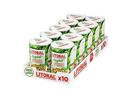 LITORAL Vegetal Garbanzos con Espinacas - Plato Preparado Sin Gluten - Pack de 10x425g - Total: 4.25kg LITORAL Vegetal Garbanzos con Espinacas - Plato Preparado Sin Gluten - Pack de 10x425g - Total: 4.25kg
