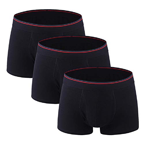 Litthing Bóxer de Talla Grande para Hombres Gordos Calzoncillos Slips Ropa Interior Holgado de Talla Europea Algodón Antiestático Cómodo con Grieta para la Pistola (XL, Negro*3) Litthing Bóxer de Talla Grande para Hombres Gordos Calzoncillos Slips Ropa Interior Holgado de Talla Europea Algodón Antiestático Cómodo con Grieta para la Pistola (XL, Negro*3)