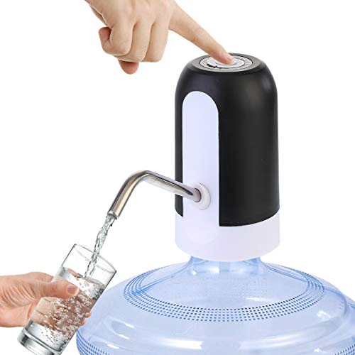 Litthing Dispensador de Bomba de Agua Bomba de Agua Potable Automática Bomba de Agua de Carga USB Portátil Botón Dispensador Batería Recargable en el Interior (Negro)