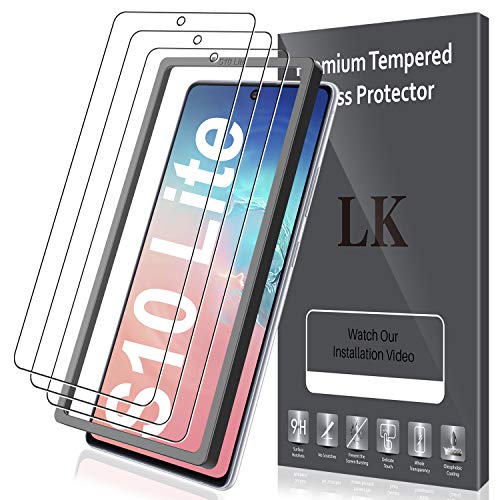 LK Compatible con Samsung Galaxy S10 Lite Protector de Pantalla,3 Pack,9H Dureza Cristal Templado, Equipado con Marco de Posicionamiento,Vidrio Templado Screen Protector