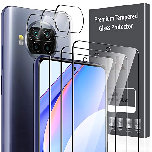 LK Compatible con Xiaomi mi 10t Lite 5G Protector de Pantalla,3 Pack Cristal Templado y 3 Pack Protector de Lente de cámara, Doble protección