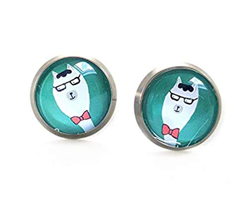 Llama Alpaca pendientes hipster para caballero, joyería interesante, uñas personalizadas, joyería de cristal de cúpula