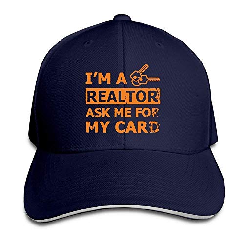 LLeaf Gorra de béisbol clásica, Unisex Soy un Agente inmobiliario Pídeme mi Tarjeta Gorra con Visera Ajustable para Adultos Azul Marino LLeaf Gorra de béisbol clásica, Unisex Soy un Agente inmobiliario Pídeme mi Tarjeta Gorra con Visera Ajustable para Adultos Azul Marino