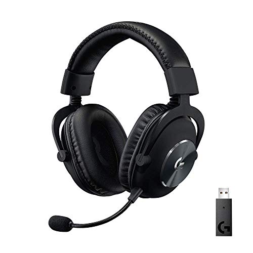 Logitech G PRO X Auriculares Inalámbricos Lightspeed Gaming, Micrófono Blue Voice, 50mm Pro-G Drivers, DTS X 2.0 Sonido Envolvente, Batería 20+ Horas, Almohadillas de cuero, Tarjeta USB, PC/Mac, Negro