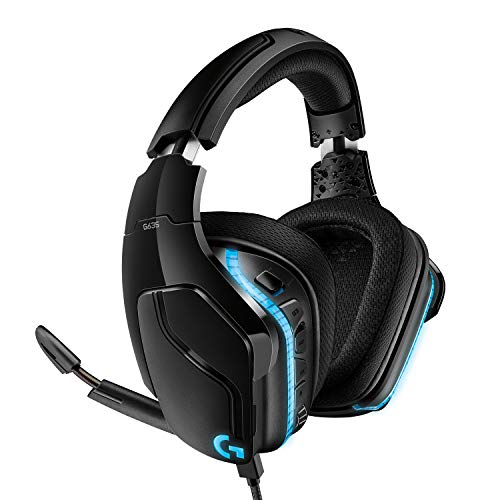 Logitech G635 Auriculares Gaming RGB con Cable, Sonido 7.1 Surround, DTS Headphone:X 2.0, Transductores 50mm Pro-G, USB/3.5mm Jack, Mic Volteable para Silenciar, PC/Mac/Xbox One/PS4/Nintendo Switch