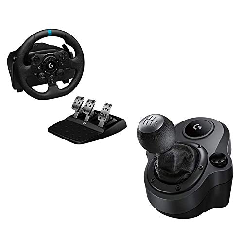 Logitech G923 Volante y Pedales de Carrera para Playstation PS4 y PC + G Driving Force Palanca de Cambio para Volantes de Carreras G29 y G920