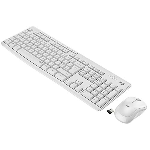 Logitech MK295 Combo de Ratón y Teclado Inalámbricos: Tecnología SilentTouch, Teclado Numérico Completo, Botones de Atajos, Receptor Nano USB, 90 % Menos de Ruido, Disposición QWERTY Español - Blanco