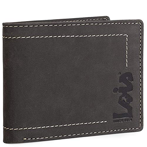 Lois - Cartera de Hombre Piel. Sistema RFID. Monedero Billetero de Cuero Genuino. Monedero Tarjetas Billetes. Caja para Muy Completa. 201512, Color Marron Oscuro