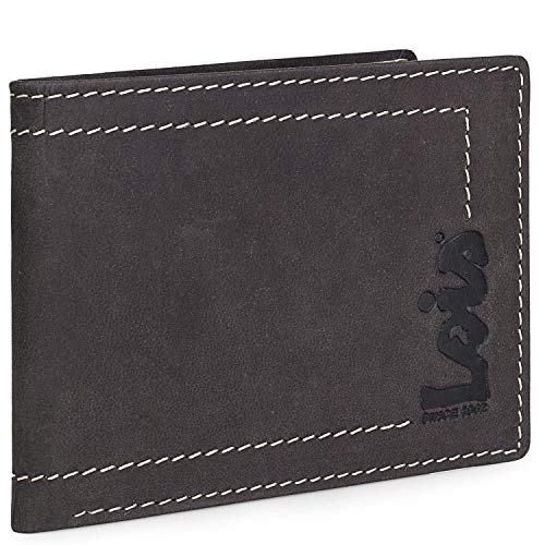 Lois - Cartera Hombre Piel con Monedero RFID. Billetero de Cuero Genuino. Tarjetas documentación Billetes. Caja para Calidad y diseño. y práctica. 201508, Color Marron Oscuro