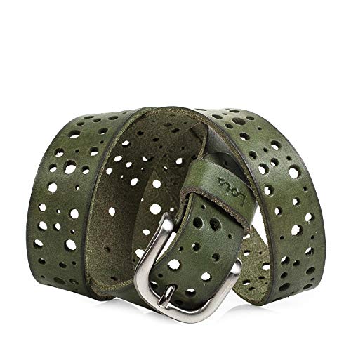 Lois - cinturón cuero piel genuina con hebilla metálica, flexible y duradero. largo adaptable. caja para original. vaqueros jeans. 30 mm. 501008, Color Oliva Lois - cinturón cuero piel genuina con hebilla metálica, flexible y duradero. largo adaptable. caja para original. vaqueros jeans. 30 mm. 501008, Color Oliva