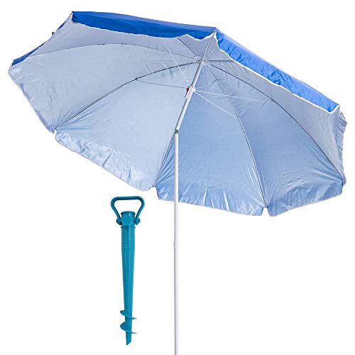 LOLAhome Sombrilla Playa Azul de Acero (con Soporte, 220 cm) LOLAhome Sombrilla Playa Azul de Acero (con Soporte, 220 cm)