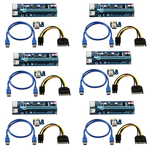 LONGXI (6 Unidades) de Corriente de 6 Pines PCI-E PCI Express Riser – Ver 006 C – 1 x A 16 x Tarjeta Adaptador – PCIe USB 3.0 con USB Cable de extensión – Tarjeta gráfica GPU Crypto Moneda minería LONGXI (6 Unidades) de Corriente de 6 Pines PCI-E PCI Express Riser – Ver 006 C – 1 x A 16 x Tarjeta Adaptador – PCIe USB 3.0 con USB Cable de extensión – Tarjeta gráfica GPU Crypto Moneda minería