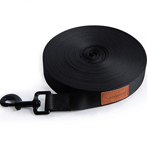 Looxmeer Correa de Adiestramiento para Perros, Correa Perro Larga, Cuerda para Perros Manos Libres, Correa Resistente Fuerte para Camping Paseo, 5m Negro