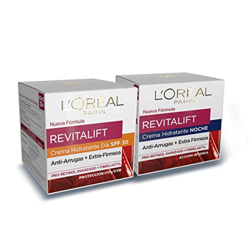 L'Oréal Paris Dermo Expertise - Revitalift Crema Hidratante de día anti-arrugas, con Pro-Retinol y protección solar SPF30, Pack crema de día + crema de noche L'Oréal Paris Dermo Expertise - Revitalift Crema Hidratante de día anti-arrugas, con Pro-Retinol y protección solar SPF30, Pack crema de día + crema de noche