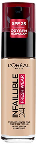 L'Oréal Paris Make-up designer Infalible 24H Fresh Wear Base de Maquillaje de Larga Duración - Tono 130 Beige Peau, 30 ml L'Oréal Paris Make-up designer Infalible 24H Fresh Wear Base de Maquillaje de Larga Duración - Tono 130 Beige Peau, 30 ml