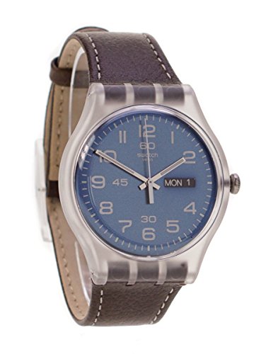 LOS HOMBRES DE LA ENTIDAD EMISORA DE LA TENSIÓN DE TODOS LOS DÍAS DE PIEL DE COLOR MARRÓN ESFERA AZUL RELOJ SUOK701 LOS HOMBRES DE LA ENTIDAD EMISORA DE LA TENSIÓN DE TODOS LOS DÍAS DE PIEL DE COLOR MARRÓN ESFERA AZUL RELOJ SUOK701