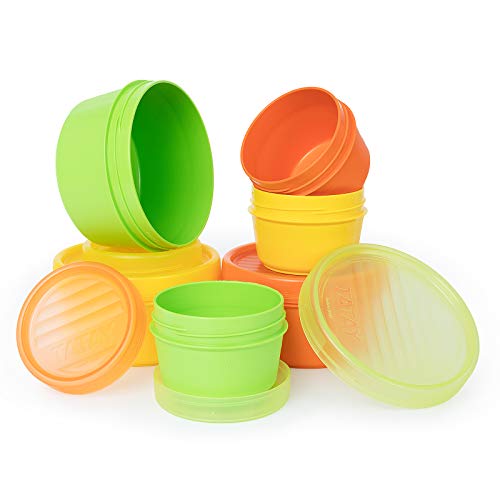 Lote de 6 Contendores Portafruta en Plástico PP Libre de BPA de 0.5 y 0.2L. Ideal Para Fruta o Papilla. Colores Surtidos