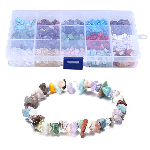 LQKYWNA Kit de fabricación de cuentas de piedra para joyas, collares, pulseras, pendientes, con caja portátil, piedra de lava natural, cristal irregular LQKYWNA Kit de fabricación de cuentas de piedra para joyas, collares, pulseras, pendientes, con caja portátil, piedra de lava natural, cristal irregular