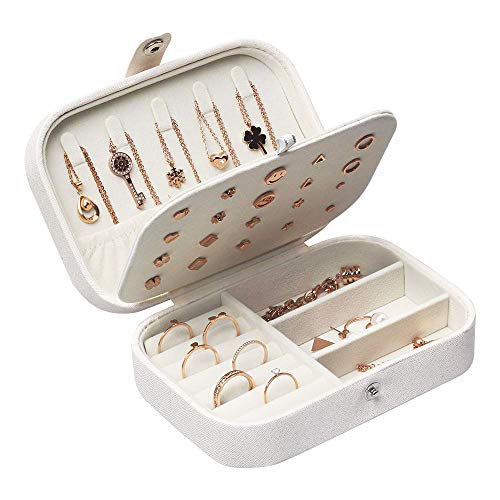 Lrikas Joyero Pequeño Joyero Viaje Joyeros Mujer Pequeña Joyero Jewelry Organizer para Anillos, Aretes, Pendientes, Pulseras y Collares (Blanco) Lrikas Joyero Pequeño Joyero Viaje Joyeros Mujer Pequeña Joyero Jewelry Organizer para Anillos, Aretes, Pendientes, Pulseras y Collares (Blanco)
