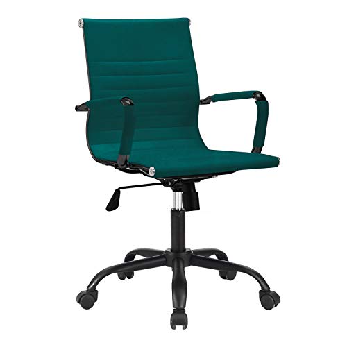 Lucy, Silla de Oficina, Silla de Despacho o Escritorio, Acabado en Velvet Verde, Medidas: 64 cm (Ancho) x  64 cm (Fondo) x 89-99 cm (Alto)