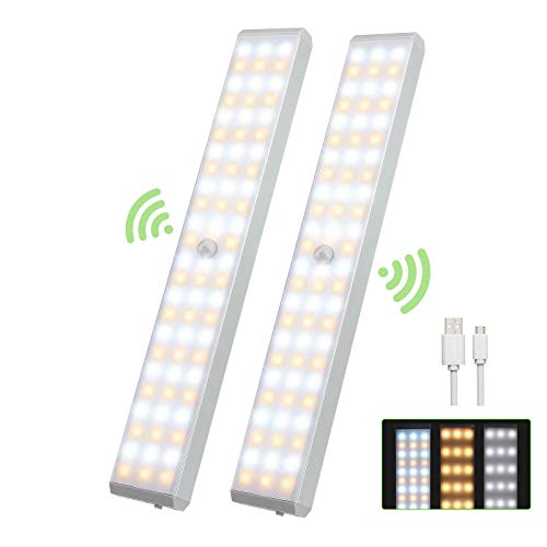 Luz Led Armario Magnética 72 LED, 1200mA Luz Sensor Movimiento USB Recargable,LED Armario con 3 Colores de Brillo, Luz Armario para Escaleras, Armario, Pasillo, Cocina, Gabinete-2 Pack Luz Led Armario Magnética 72 LED, 1200mA Luz Sensor Movimiento USB Recargable,LED Armario con 3 Colores de Brillo, Luz Armario para Escaleras, Armario, Pasillo, Cocina, Gabinete-2 Pack
