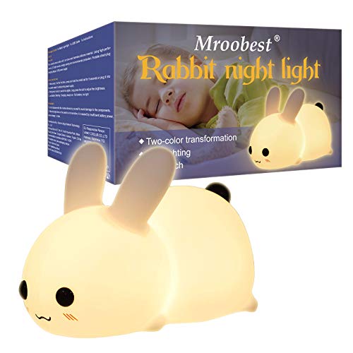 Luz Nocturna Infantil, Luz De Noche, Night Light, Versión de carga USB de la luz nocturna de conejo, Adecuada para niños, Es una buena opción para cumpleaños y regalos