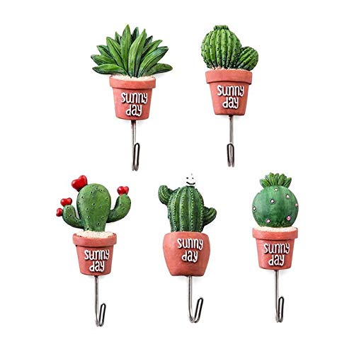 Lvcky - Colgador para pared con diseño de planta en maceta, con adhesivo y tornillos para decoración (5 unidades) Lvcky - Colgador para pared con diseño de planta en maceta, con adhesivo y tornillos para decoración (5 unidades)