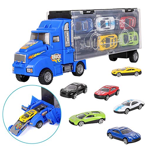m zimoon Camiones de Juguete para Niños, Transportador de Automóviles Camion Transportador de Coches con 12 Mini Coches de Metal Coloridos para Niños y Niñas m zimoon Camiones de Juguete para Niños, Transportador de Automóviles Camion Transportador de Coches con 12 Mini Coches de Metal Coloridos para Niños y Niñas