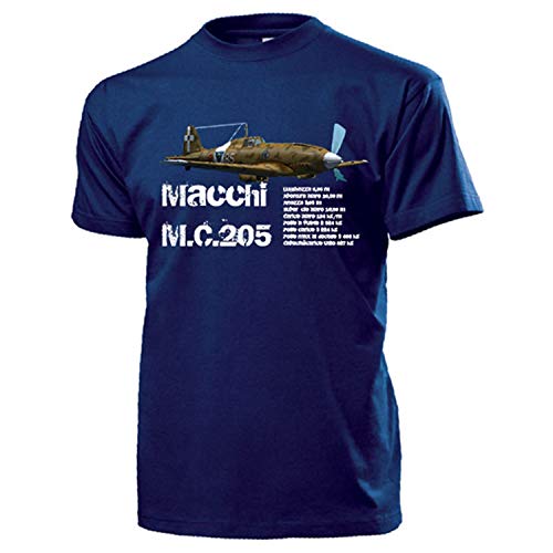macchi mc205 Italiano Caza Avión WK 2 Avión veltro Italia Aeronautica cobell Papelera ante Italiana – Camiseta # 13767 azul oscuro XX-Large