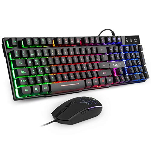 Mafiti RK101 Combo Ratón y Teclado USB ,Retroiluminación Rainbow LED y sensación de teclado mecánico , ideal para jugar y trabajar.