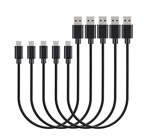 MaGeek® [Pack de 5] 0.3m Cables Micro USB Sincroniza y Carga para Samsung, HTC, Sony, Motorola, LG, Google, Nokia etc.(Negro)