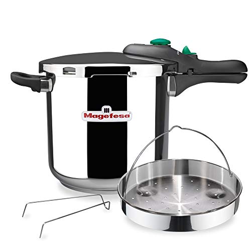 MAGEFESA DYNAMIC Olla a presión super rápida de fácil uso, acero inoxidable 18/10, apta para todo tipo de cocinas, incluido inducción. Pack exclusivo Olla+Cestillo. (5 LITROS) MAGEFESA DYNAMIC Olla a presión super rápida de fácil uso, acero inoxidable 18/10, apta para todo tipo de cocinas, incluido inducción. Pack exclusivo Olla+Cestillo. (5 LITROS)