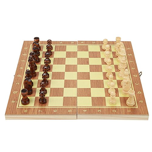 MAGT Juego de ajedrez de Madera, Juego de ajedrez de Tablero Plegable portátil de Madera Actividades Familiares de Fiesta(29 * 15 * 3cm)